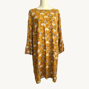 Old Navy Dress Yellow Floral Print Shift Size XL